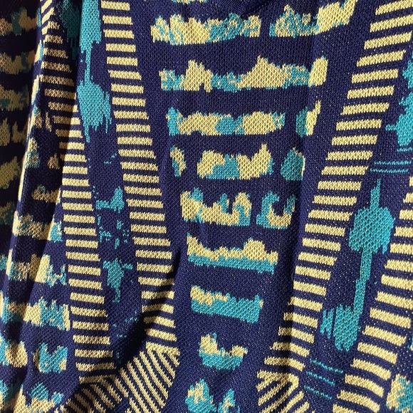 BCBG spring sweater dress fit n flare szM navy neon & teal - Picture 2 of 4